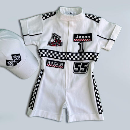 Fast One Birthday Suit - Race Car Birthday Toddler Costume - Kids Racing Jumpsuit - Baby Boy Gift - Halloween Costume