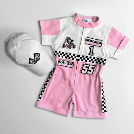 Fast One Birthday Suit - Race Car Birthday Toddler Costume - Kids Racing Jumpsuit - Baby Girl Gift - Halloween Costume