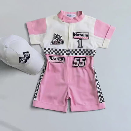 Fast One Birthday Suit - Race Car Birthday Toddler Costume - Kids Racing Jumpsuit - Baby Girl Gift - Halloween Costume