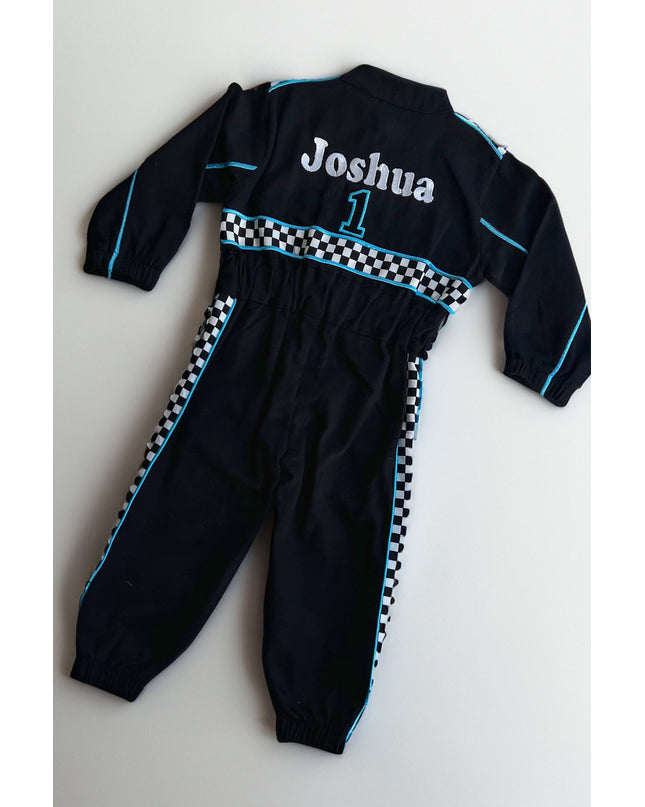 Black & Turquoise Racer Suit by Costumes Club. SKUs: 82370191399988, 83502466107006, 84124306888188, 85946184447636, 86795091170062