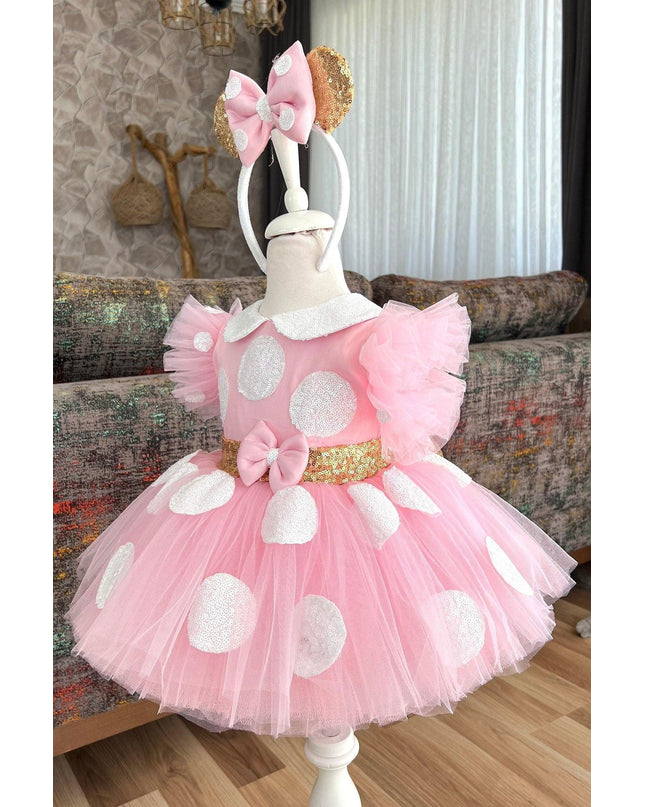 Pink & Gold Minnie Mouse Inspired Costume by Costumes Club. SKUs: 63762413153913, 63858074856788, 63906130373704, 64093506886801, 64146314730770, 64266666760451, 64305788765238, 64498227207318, 64534313328677, 64612702888815